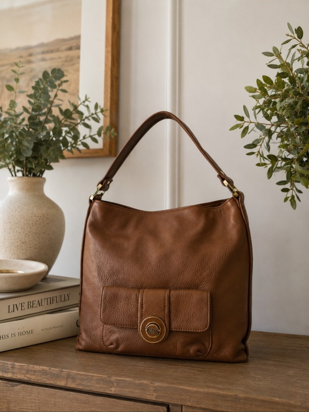 Michael Kors Caramel/Cognac Brown Leather Shoulder Bag